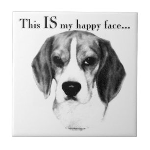 Beagle Happy Face; Happy Beagle; Grumpy Beagle Tegeltje