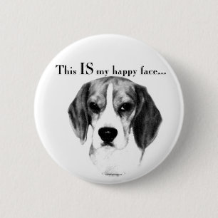 Beagle Happy Face Ronde Button 5,7 Cm