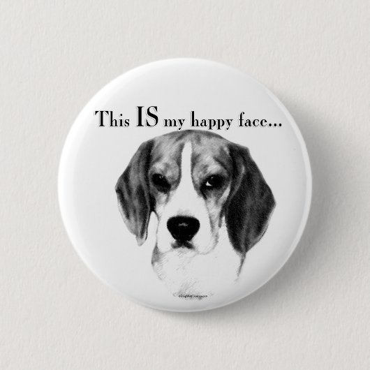 Beagle Happy Face Ronde Button 5,7 Cm (Voorkant)