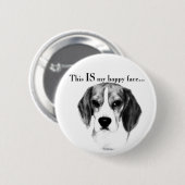 Beagle Happy Face Ronde Button 5,7 Cm (Voorkant /achterkant)