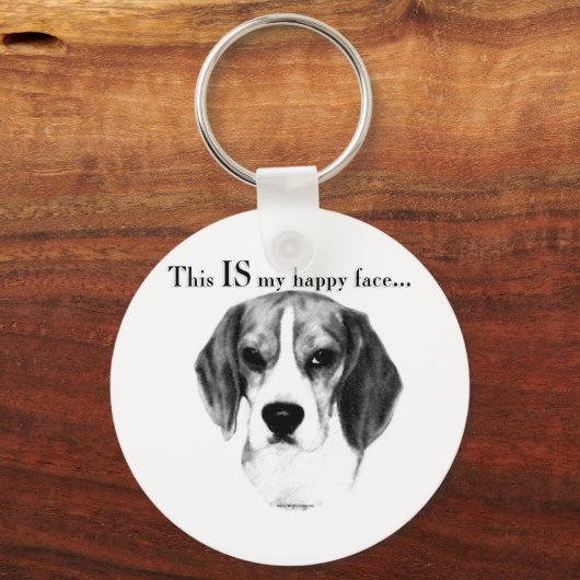 Beagle Happy Face Sleutelhanger (Voorkant)