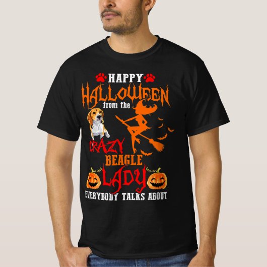 Beagle Happy Halloween Crazy Beagle Lady T-shirt (Voorkant)