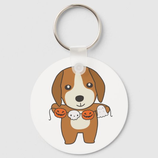 Beagle Happy Halloween Dog Costume Sleutelhanger (Voorkant)