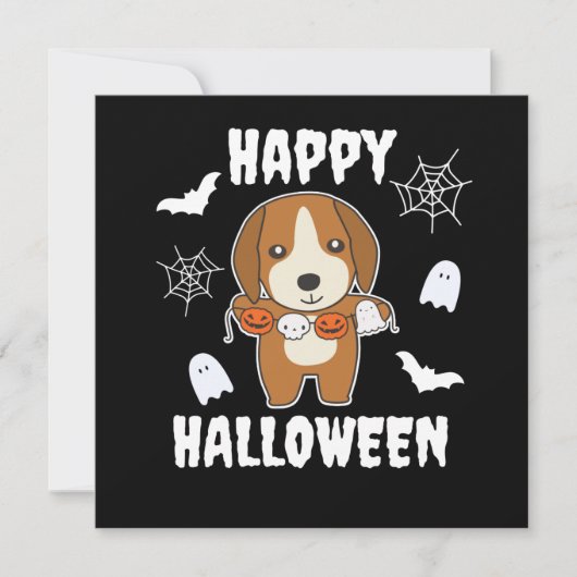 Beagle Happy Halloween honden kostuum Kaart (Voorkant)
