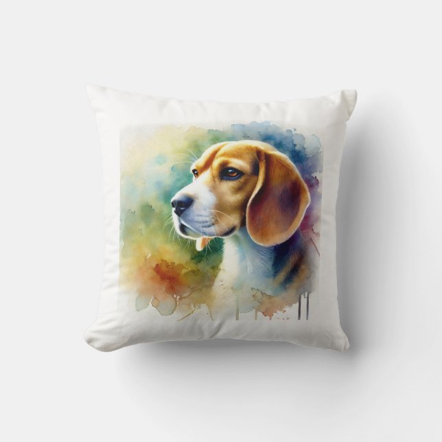 Beagle Harrier Dog 010824AREF102 - Watercolor Kussen (Voorkant)