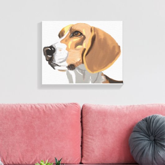 Beagle Head Portret Canvas Afdruk (Insitu (Woonkamer))