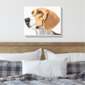 Beagle Head Portret Canvas Afdruk (Insitu (Slaapkamer))