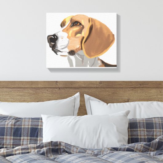 Beagle Head Portret Canvas Afdruk (Insitu (Slaapkamer))