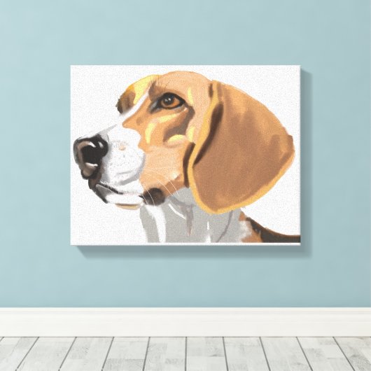 Beagle Head Portret Canvas Afdruk (Insitu (Houten vloer))