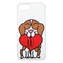 Beagle Heart Cartoon Monogram iPhone 8/7 Hoesje