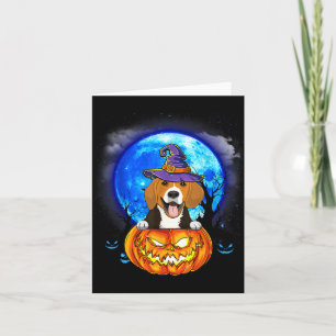 Beagle Heks Maan Pompoen Eng Halloween Hond Kaart