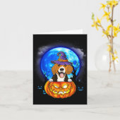 Beagle Heks Maan Pompoen Eng Halloween Hond Kaart (Gele Bloem)