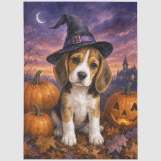 Beagle Heksenhoed Pompoen Tissuepapier (Voorkant)