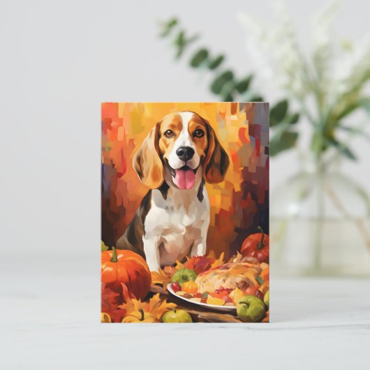 Beagle Herfst Dankzegging  Briefkaart (Staand voorkant)