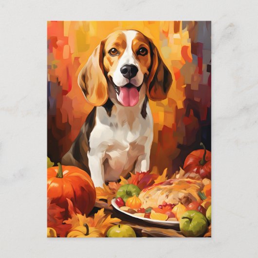 Beagle Herfst Dankzegging  Briefkaart (Voorkant)