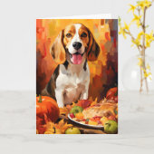 Beagle herfst Thanksgiving Kaart (Gele Bloem)
