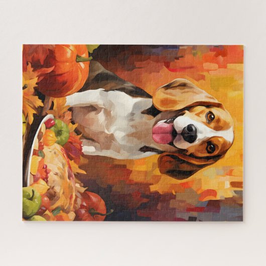 Beagle herfst Thanksgiving Legpuzzel (Horizontaal)
