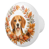 Beagle Herfstkrans Keramische Knop (Rechts)