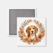 Beagle-herfstkrans Magneet (Voorkant / Achterkant)