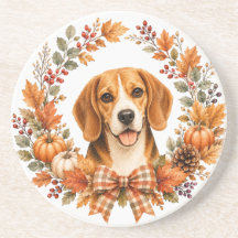 Beagle Herfstkrans Onderzetter