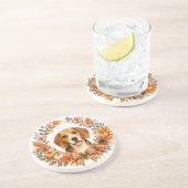 Beagle Herfstkrans Onderzetter (Zijkant)