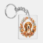 Beagle-herfstkrans Sleutelhanger (Voorkant Links)