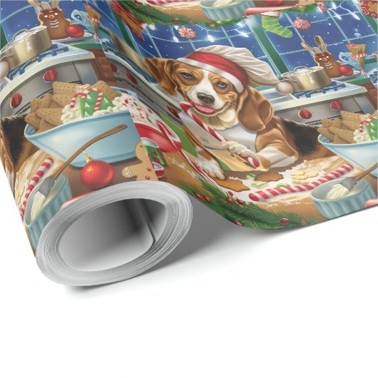 Beagle Holiday Baking: Feestelijke Kerst Cadeaupapier (Rol Hoek)