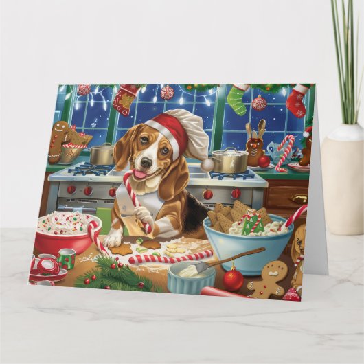 Beagle Holiday Baking: Feestelijke Kerst Kaart (Voorkant)
