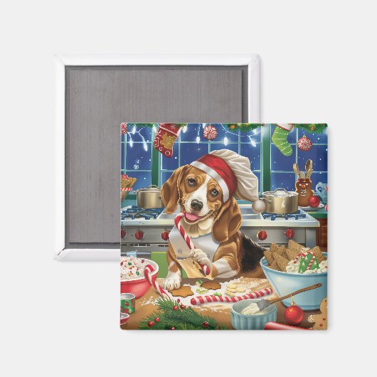 Beagle Holiday Baking: Feestelijke Kerst Magneet (Voorkant / Achterkant)