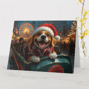 Beagle-hond achtbaan Kerstmis Kaart