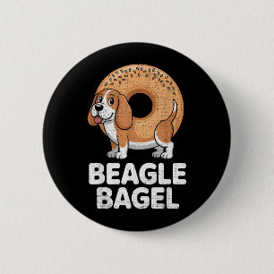 Beagle Hond Bagel Brood Pun Grappige Dieren Mannen Ronde Button 5,7 Cm