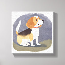 Beagle Hond | Cute Huisdier Hond Puppy Waterverf Canvas Afdruk