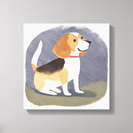 Beagle Hond | Cute Huisdier Hond Puppy Waterverf Canvas Afdruk