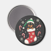 Beagle hond draagt kerstmuts kerstliefhebbers magneet (Voorkant / Achterkant)