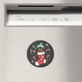 Beagle hond draagt kerstmuts kerstliefhebbers magneet (Insitu (Vaatwasser))