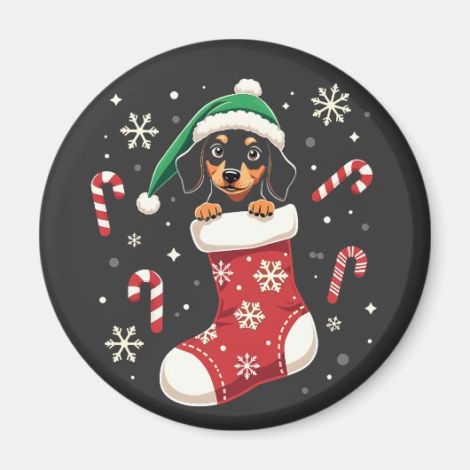 Beagle hond draagt kerstmuts kerstliefhebbers magneet (Voorkant)