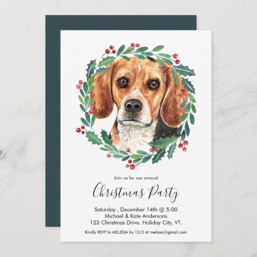 Beagle Hond Elegant Kerstfeest Kaart (Voorkant / Achterkant)