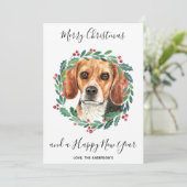 Beagle Hond Elegant Vrolijk Kerstfeest Feestdagenkaart (Staand voorkant)