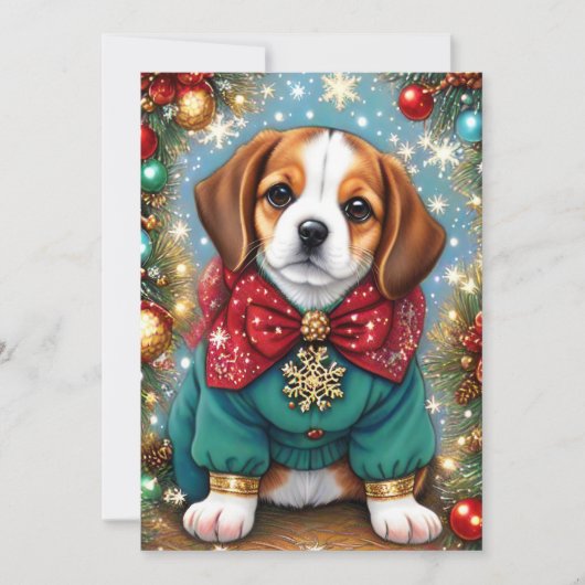 Beagle Hond Feestelijke Kersttrui Feestdagenkaart (Voorkant)
