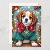 Beagle Hond Feestelijke Kersttrui Feestdagenkaart (Voorkant / Achterkant)