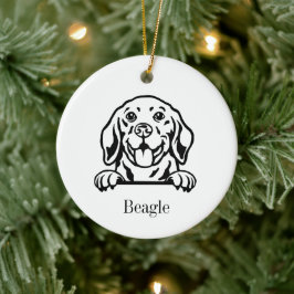 Beagle hond Gepersonaliseerde huisdier ornament, C Keramisch Ornament