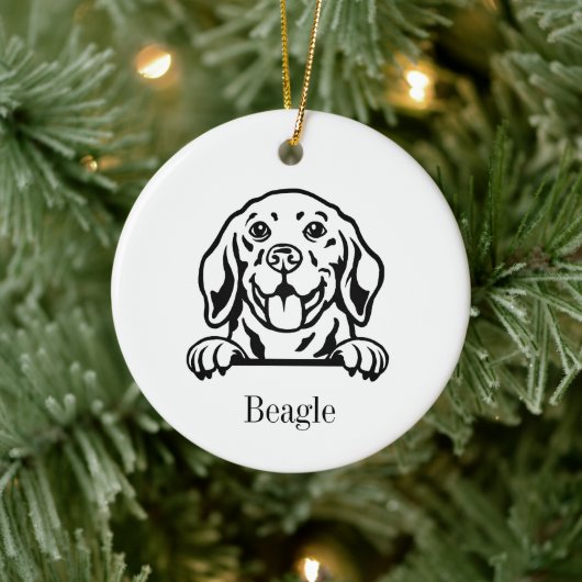 Beagle hond Gepersonaliseerde huisdierornament, Cu Keramisch Ornament (Boom)