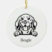 Beagle hond Gepersonaliseerde huisdierornament, Cu Keramisch Ornament (Voorkant)