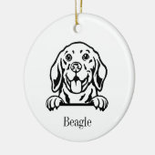 Beagle hond Gepersonaliseerde huisdierornament, Cu Keramisch Ornament (Links)