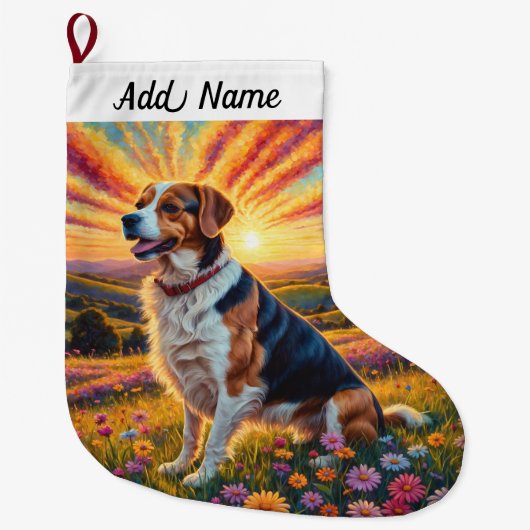 Beagle hond grote kerstsok (Voorkant)