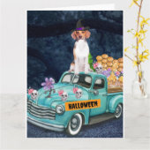 Beagle-hond Halloween-vrachtwagen Enge Nacht  Kaart (Gele Bloem)