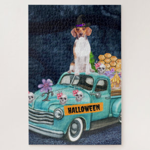 Beagle hond Halloween vrachtwagen griezelige nacht Legpuzzel