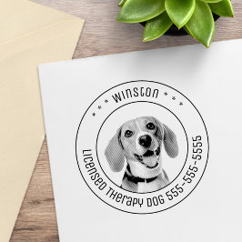 Beagle hond huisdier foto rond rubberstempel