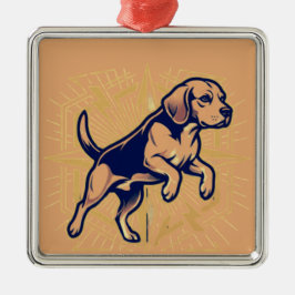 Beagle-hond Illustratie - Energetische Kracht Graf Metalen Ornament