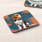 Beagle-hond in abstracte achtergrond bier onderzetter (Linkerzijde)
